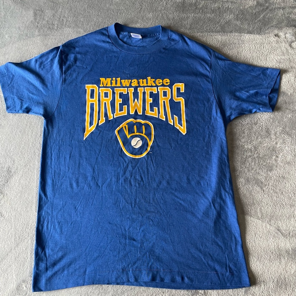 Vintage Trench Single Stitch Milwaukee Brewers Tshirt Mens Large